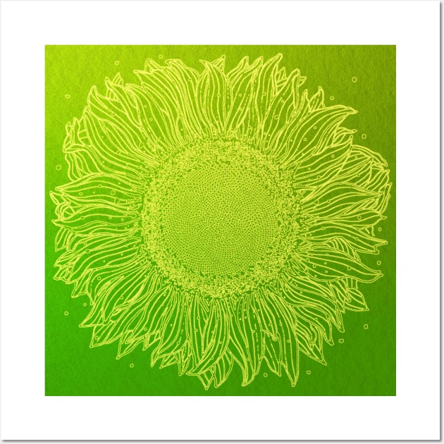 Peridot Green Sunflower Wall Art by CozyPixelFluff